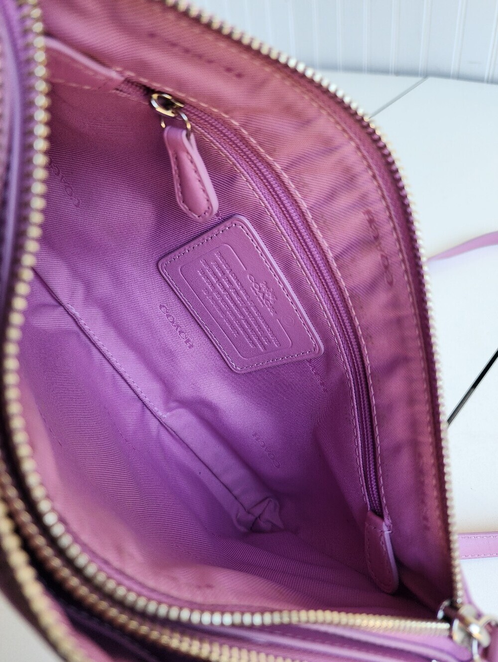 Coach Crosby Crossbody Bag Double Zip Pink Calf Leather 10"x6" - Picture 15 of 16